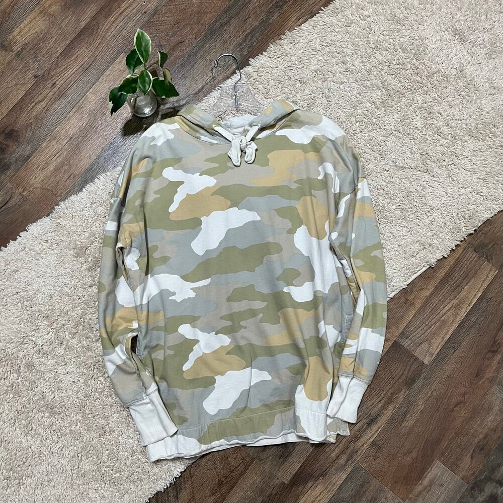 Aerie Size Small Oversized Camo Print 100% Cotton Pullover Hoodie Sweatshirt